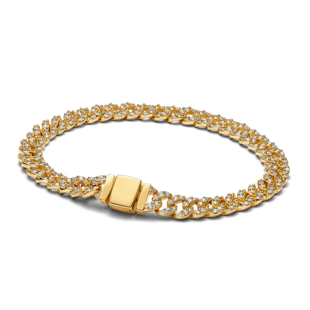 モイサナイト キューバン ブレスレット | 18k ゴールド
